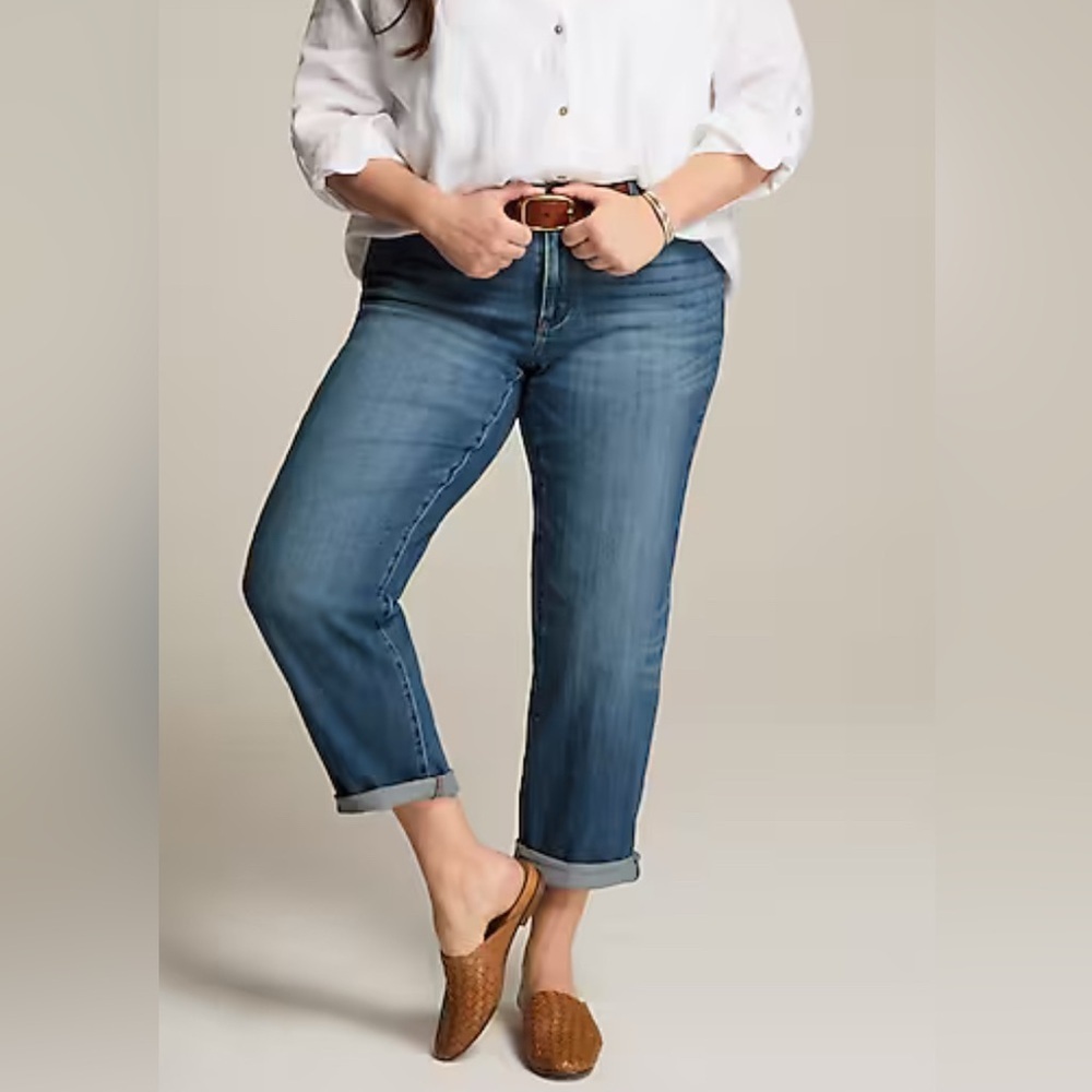 J Jill Denim Boyfriend Relaxed Fit Jeans Women's 24R Straight Leg Medium Wash - Picture 2 of 9